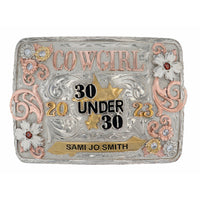 COWGIRL 30 Under 30 Alumni Belt Buckle | By Montana Silversmiths - Includes Wood Display Box and Shipping