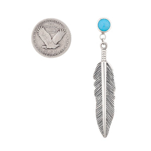 Sterling Silver Feather Wind Earrings with Natural Turquoise