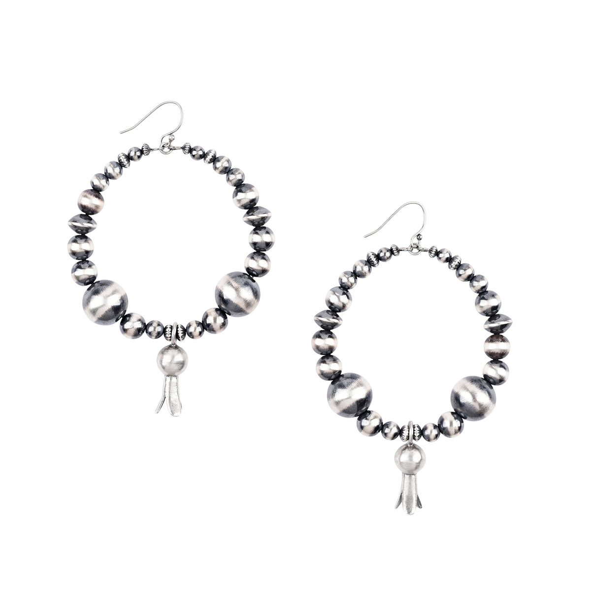 Sterling Silver Bead Loop Earrings with Blossom Dangles | COWGIRL Heirloom by Peyote Bird
