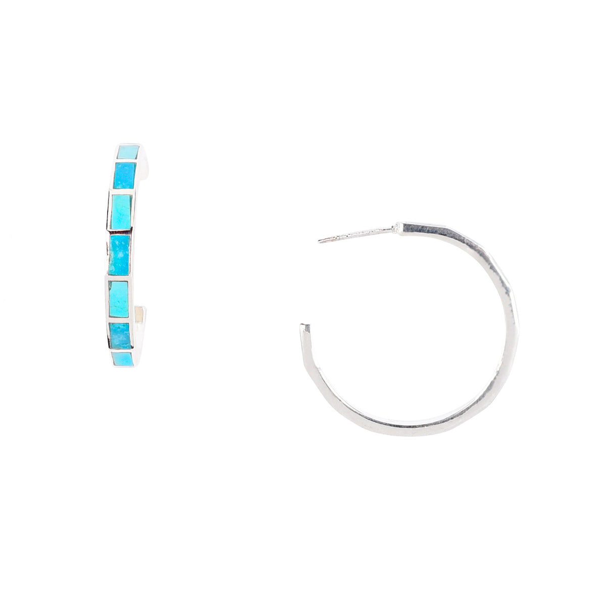 Large Bamboo Hoop Earrings with Kingman Turquoise | COWGIRL Heirloom by Peyote Bird