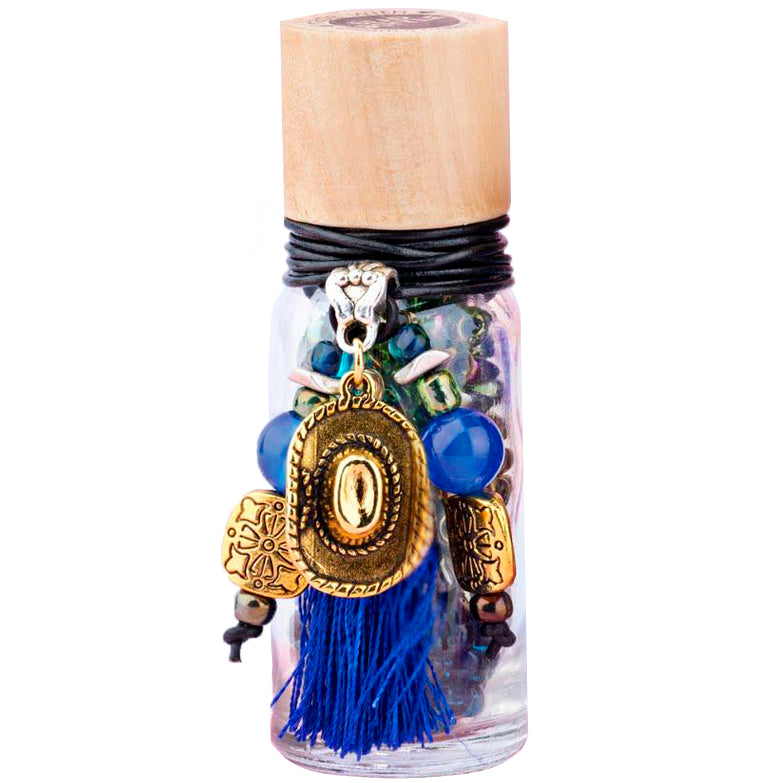 Custom Gold Cowgirl Hat Bead Bottle Blue