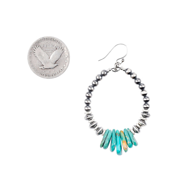 Sterling Silver Loop Earrings with Kingman Turquoise Tabs | COWGIRL Heirloom by Peyote Bird