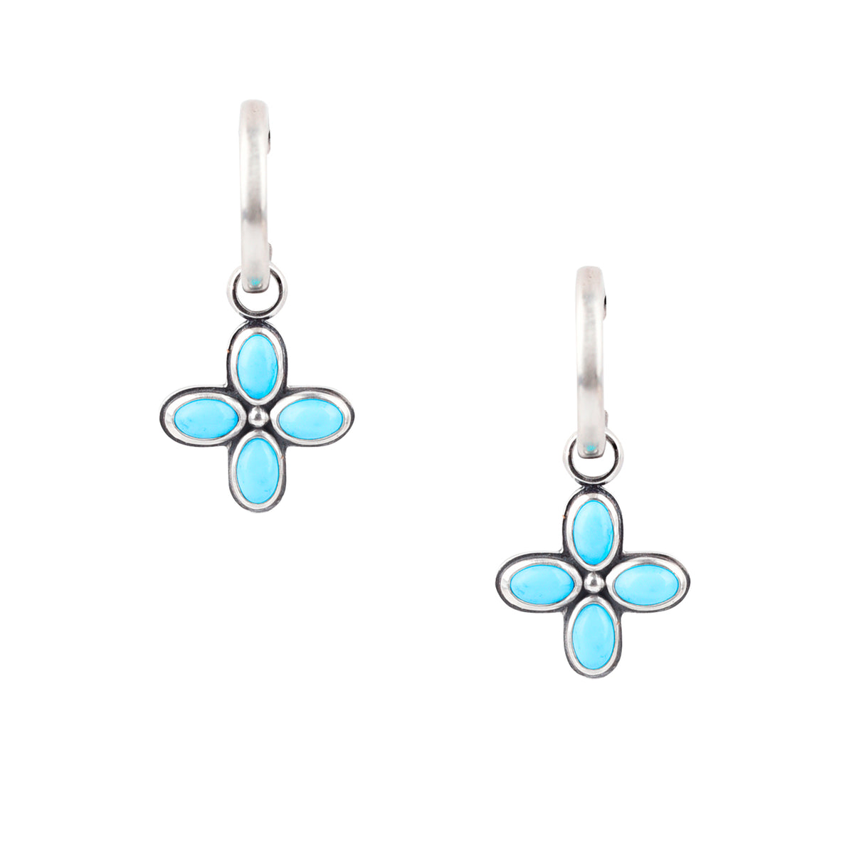 Single-Sided Turquoise Clover Hoops by Dennis Hogan | COWGIRL Heirloom by Peyote Bird