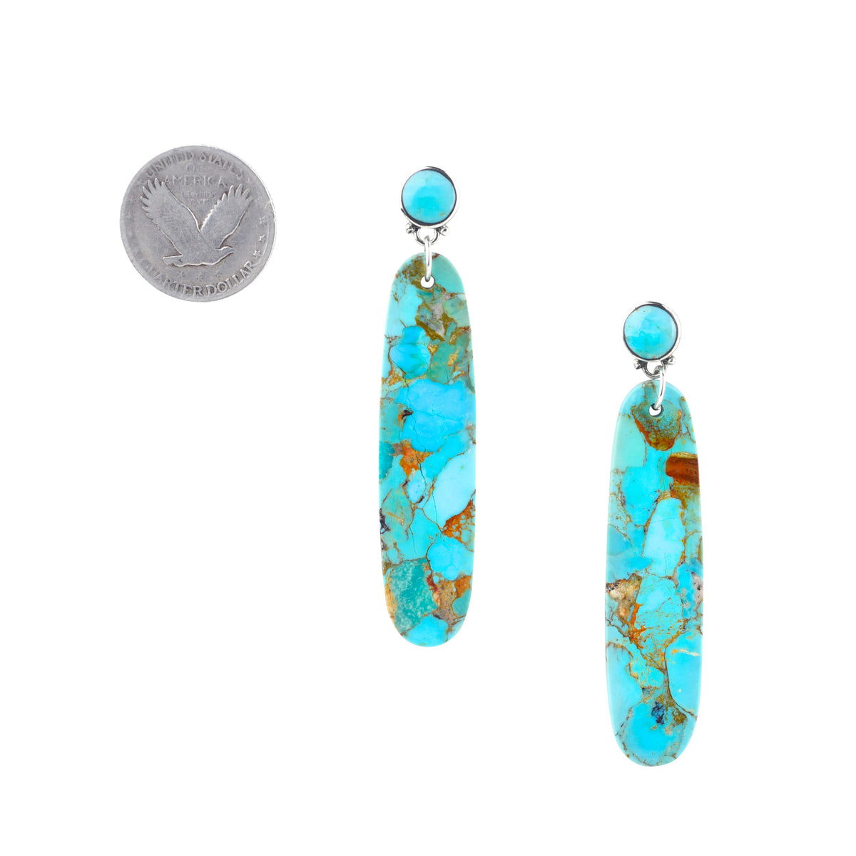 Laguna Sterling Silver and Turquoise Slab Earrings | COWGIRL Heirloom by Peyote Bird