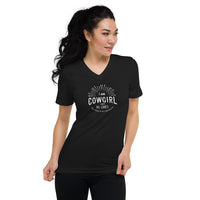 I Am COWGIRL - Short Sleeve V-Neck T-Shirt - Black