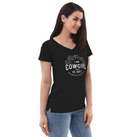 I Am COWGIRL - Short Sleeve V-Neck T-Shirt - Black